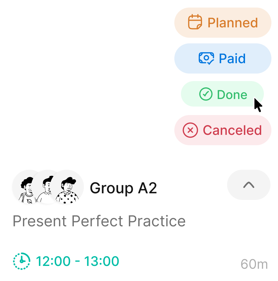 Tap Done after the lesson